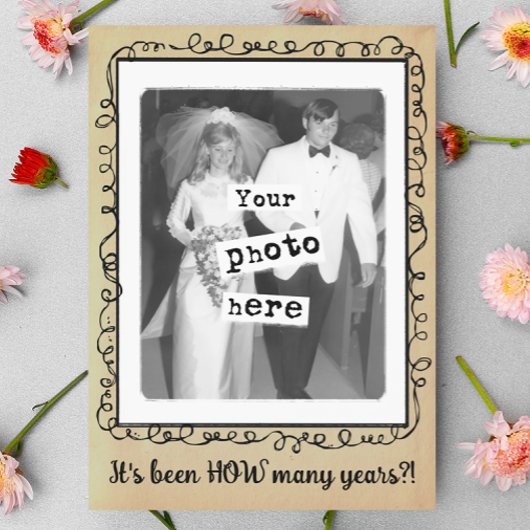 Hochzeitstag Party Vintage Fotovorlage Einladung
