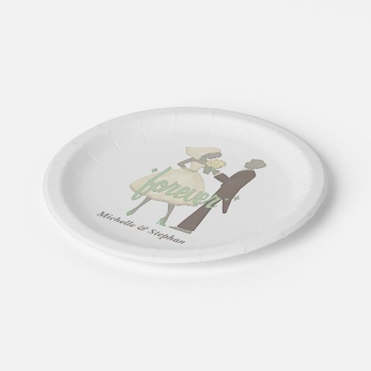 Hochzeitstag Personalisierte Pappteller (Schrägansicht)