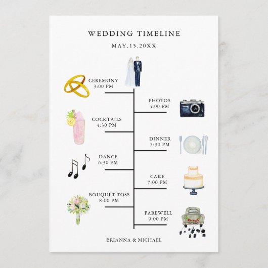 Hochzeitstag - Programm für Wasserfarben (Vorderseite)