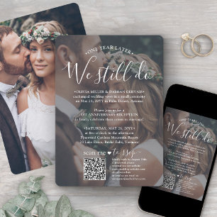 Hochzeitstag QR RSVP Wir tun es immer noch 2 Foto Einladung