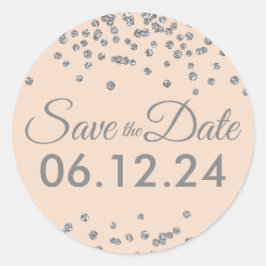 Hochzeitstag Rett Datum Silver Glitzer Confetti Bl Runder Aufkleber