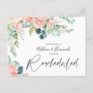 Hochzeitstag Rosa Rosa Blütenrot geändert Datum Ankündigungspostkarte