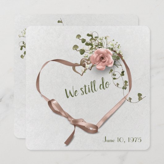 Hochzeitstag Rose und Efeu einladen Einladung (Vorne/Hinten)