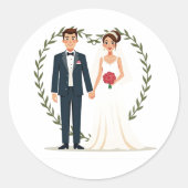 Hochzeitstag Runder Aufkleber (Vorderseite)