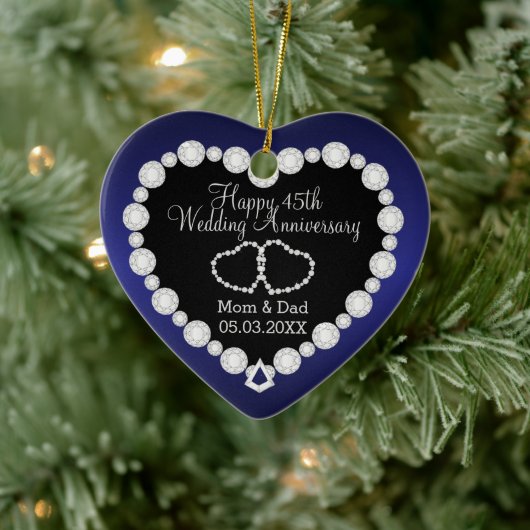 Hochzeitstag | Saphirre Blue | DIY Text Keramik Ornament (Baum)