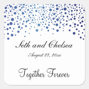Hochzeitstag Sapphire Blue Dots Personalisieren Quadratischer Aufkleber