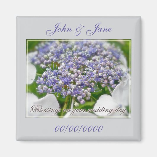 Hochzeitstag Segnungen Blue Lace Hydrangea Magnet (Vorne)