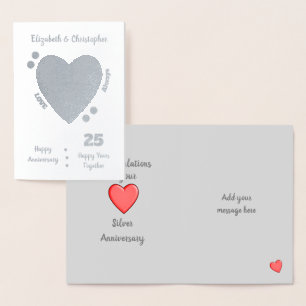 Hochzeitstag Silber 25. 25 Jahre Folienkarte