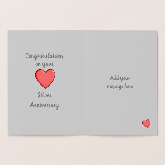 Hochzeitstag Silber 25. 25 Jahre Folienkarte (Innenseite)