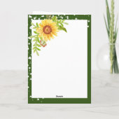 Hochzeitstag Sonnenblume Grün Herzlichen Glückwuns Karte (Rückseite)