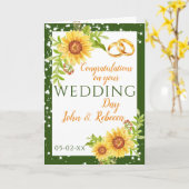 Hochzeitstag Sonnenblume Grün Herzlichen Glückwuns Karte (Gelbe Blume)
