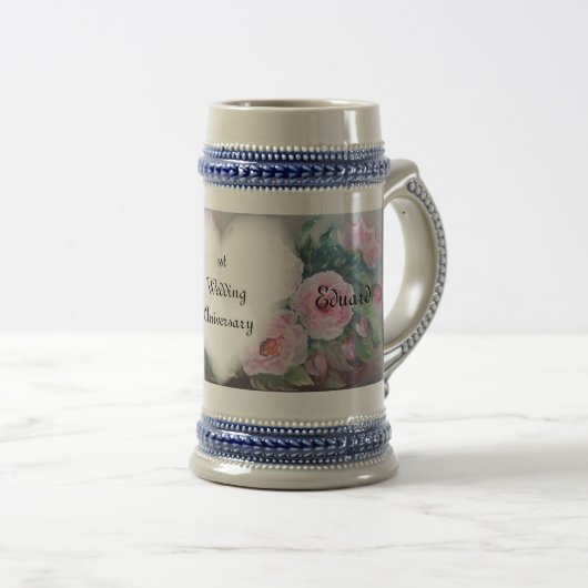 Hochzeitstag Stein Bierglas (VorderseiteRechts)