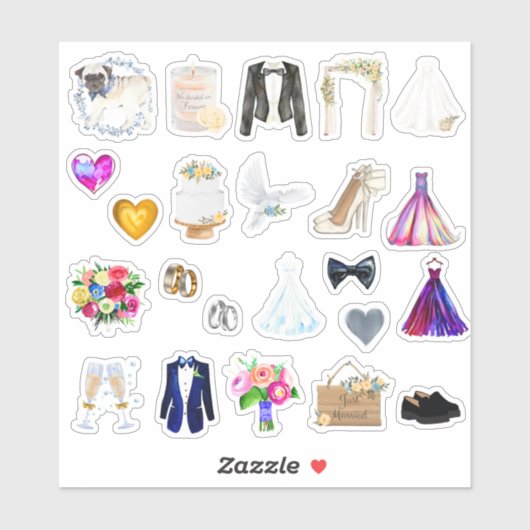 Hochzeitstag-Sticker Aufkleber (Blatt)