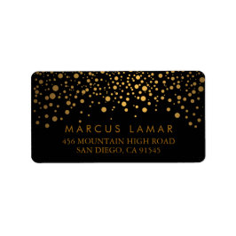 Hochzeitstag Trendy Gold Punkte auf schwarz Adressaufkleber
