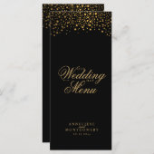 Hochzeitstag Trendy Gold Punkte auf schwarz Menükarte (Vorne/Hinten)