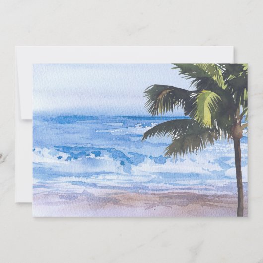 Hochzeitstag | Tropischer Strand Einladung (Rückseite)