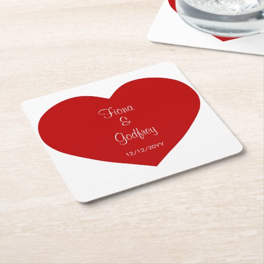 Hochzeitstag Untersetzer Romantisches Rotes Herz (angewinkelt)