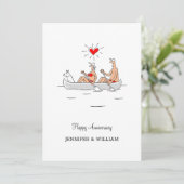 Hochzeitstag Verheiratete Couple Heart Canoe (Stehend Vorderseite)