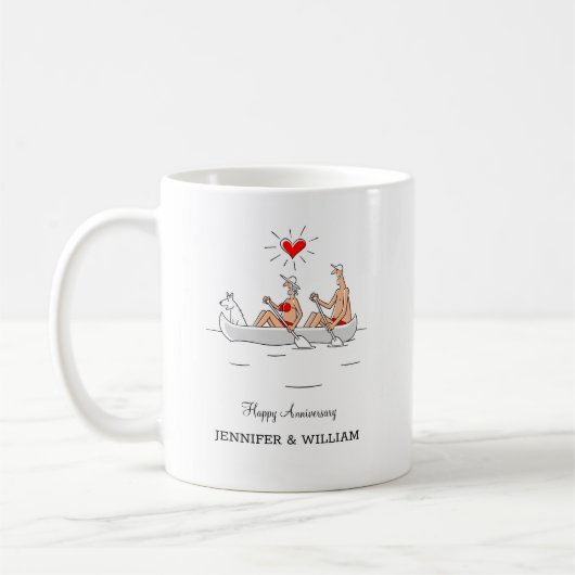 Hochzeitstag Verheiratete Couple Heart Canoe Kaffeetasse (Links)