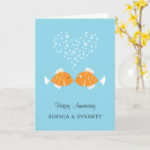 Hochzeitstag Verheirateter Herzfisch Karte (Gelbe Blume)