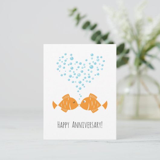 Hochzeitstag Verheirateter Herzfisch Postkarte (Stehend Vorderseite)