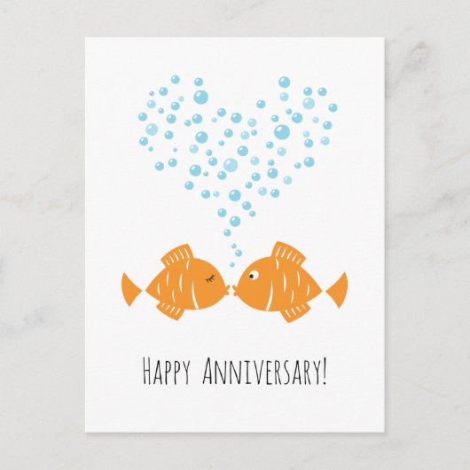 Hochzeitstag Verheirateter Herzfisch Postkarte (Vorderseite)