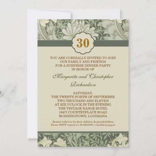 Hochzeitstag Vintage Blume Einladung (Rückseite)