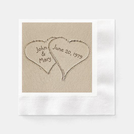 Hochzeitstag von Beach Hearts Serviette (Vorderseite)