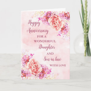 Hochzeitstag von Floral-Tochter und Schwiegersohn Karte