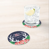 Hochzeitstag von Hirschen und Peonies Runder Pappuntersetzer (Vor Ort)