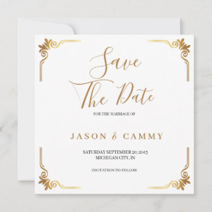 Hochzeitstag vormerken Elegante Goldkarte Save The Date