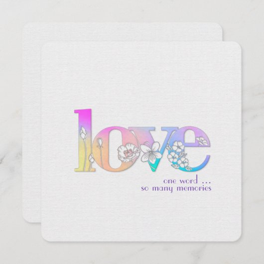 Hochzeitstag Vow Renewal-florale Liebe Schriftart Einladung (Vorne/Hinten)