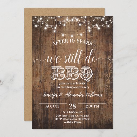 Hochzeitstag - wir laden immer noch GRILLEN ein Einladung (Vorne/Hinten)