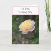 Hochzeitstag wünscht rosa Gelbe Rose Karte (Vorderseite)