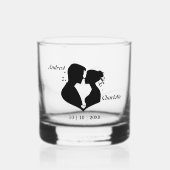 Hochzeitstag zum Gedenken an Braut und Bräutigam Whiskyglas (Vorderseite)