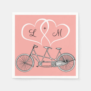 Hochzeitstaschentuch Fahrrad für zwei Herzen perso Serviette