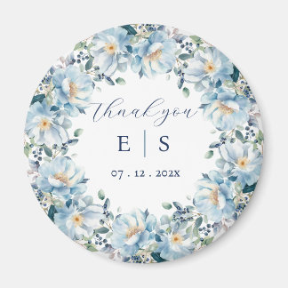 Hochzeitstaubblauer Blumenkranz Danke Magnet