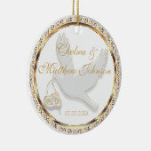 Hochzeitstaube für die Braut und die Pflege der Gr Keramik Ornament (Rechts)