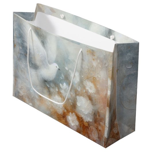 Hochzeitstaube Große Geschenktüte (Vorderseite Schrägansicht)