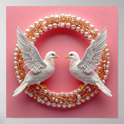 Hochzeitstaube Kunst Poster (Vorne)