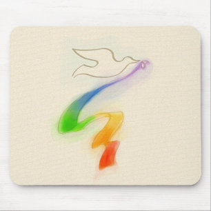 Hochzeitstaube mit Rainbow Ribbon Mousepad