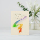 Hochzeitstaube mit Rainbow Ribbon Postkarte (Stehend Vorderseite)