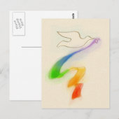 Hochzeitstaube mit Rainbow Ribbon Postkarte (Vorne/Hinten)