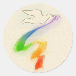 Hochzeitstaube mit Rainbow Ribbon Runder Aufkleber