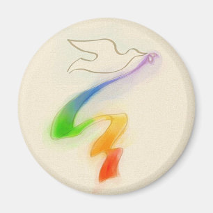 Hochzeitstaube mit Regenbogenband Magnet