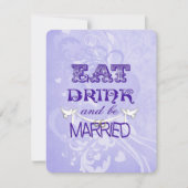 Hochzeitstauben auf lila einladung (Vorderseite)