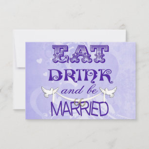 Hochzeitstauben auf lila RSVP Einladung