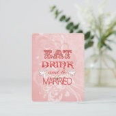 Hochzeitstauben auf Pfirsich Einladung (Stehend Vorderseite)