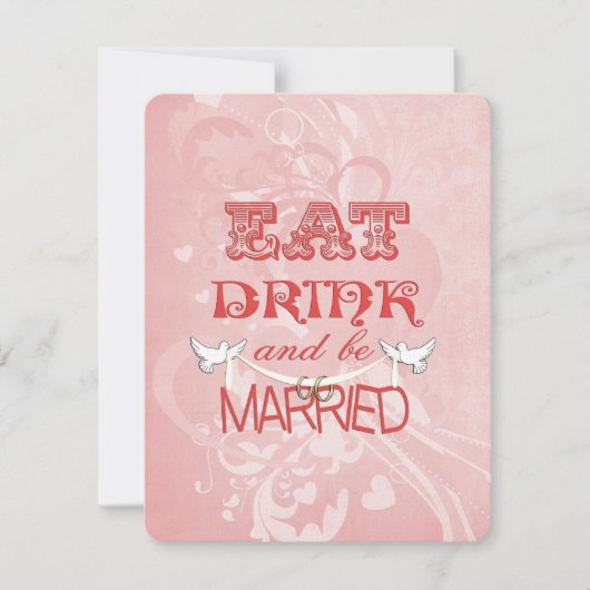 Hochzeitstauben auf Pfirsich Einladung (Vorderseite)