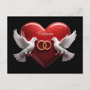 Hochzeitstauben Herz Romantisches Jubiläumsgeschen Feiertagspostkarte